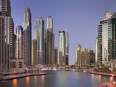 Skyscrapers in the harbour at Dubai Marina, Dubai, Unites Arab Emirates, UAE