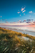 Sunset, beach and dunes, Wenningstedt, Sylt Island, North Frisian Islands, Schleswig-Holstein, Germany