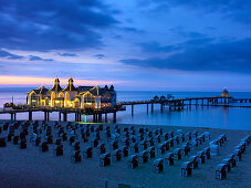 Pier in the evening, Sellin, Ruegen, Mecklenburg-Western Pomerania, Germany