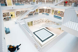 Stadtbibliothek, Architekt Eun Young Yi, Europaviertel, Stuttgart, Baden-Württemberg, Deutschland