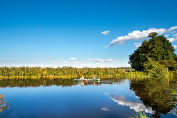 Canoe on the river Hamme, Worpswede, Teufelsmoor, Lower Saxony, Germany