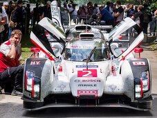 Andre Lotterer, Le Mans winner 2014, Audi R18 E-Tron Quattro Hybrid, Goodwood Festival of Speed 2014, racing, car racing, classic car, Chichester, Sussex, United Kingdom, Great Britain