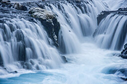 Wasserfall Bruarfoss im Winter, Brekkuskógur, Südisland, Island, Europa