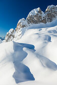 Backcountry skiers, riffl in the Tennengebirge mountains, Salzburg, Austria