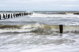 waves and storm on the beach, Baltic Sea, Zingst,  Mecklenburg-Vorpommern, Germany