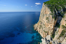 Mediterranean with cliff at Golfo di Orosei, Selvaggio Blu, National Park of the Bay of Orosei and Gennargentu, Sardinia, Italy