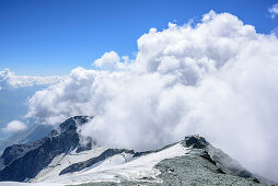 View to Adlersruhe from descent from Grossglockner, Grossglockner, High Tauern, East Tyrol, Austria