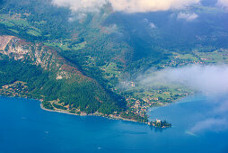 View towards Lac d'Annecy and Chateau Ruphy, Haute-Savoie, France