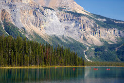 Canoe on Emerald Lake, Yoho National Park, Rocky Mountains, British Columbia, Canada