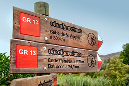 Signpost, hiking trail Via Algarvina, Algarve, Portugal