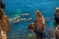 Kayak trip around Ponta de Piedade, Rocky coastline, Lagos, Algarve, Portugal