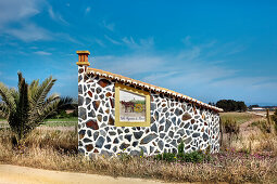 House with tiled picture, Zambujeira do Mar, Costa Vicentina, Alentejo, Portugal