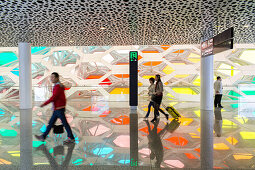 Shenzhen Bao'an International Airport, commuters, passengers, travellers, reflecting, modern, Shenzhen, China, Asia