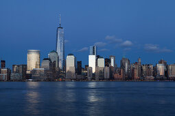 Hudson River, Blick auf Downtown, Neues World Trade Center, World Finacial Center, Manhattan, New York, USA