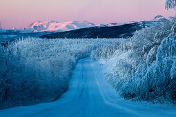 Snow covered landscape at Dalton Highway, Yukon-Koyukuk Census Area, Alaska, USA