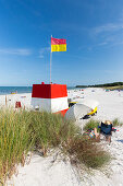 Balka Strand, beliebter Badestrand auf Bornhol, feiner weisser Sand, Dänische Ostseeinsel, Ostsee, Insel Bornholm, bei Snogebaek, Dänemark, Europa