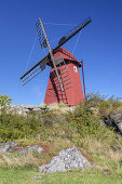 Red Windmill on the Island Hönö, Archipelago Göteborg, Bohuslän, Västergötland, Götaland, South Sweden, Sweden, Scandinavia, Northern Europe, Europe