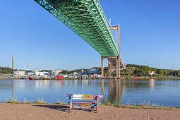 Bridge Älvsborgsbron across the Göta Älv by the port entrance of Gothenburg, Bohuslän,  Götaland, Västra Götalands län, South Sweden, Sweden, Scandinavia, Northern Europe, Europe