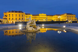 Brunnen vor dem Schloss Schönbrunn, Christbaum, 13. Bezirk, Wien, Österreich