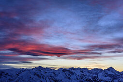 Mood of clouds above Karwendel range, from hut Erfurter Huette, Rofan range, Tyrol, Austria