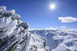 Rime ice at rocks, Falkert, Nock Mountains, Biosphaerenpark Nockberge, Carinthia, Austria