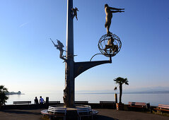 Magical pillar in the harbour, Meersburg at Lake Constance, Baden-Wurttemberg, Germany