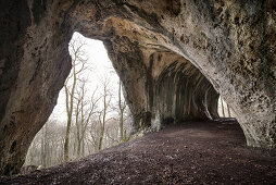 ' cave ''Great Barn'' at Rosen Rock, Heubach, Ostalb district, Swabian Alb, Baden-Wuerttemberg, Germany'