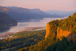 View at the Columbia River Gorge and Crown Point Vista House , Oregon , U.S.A. , America