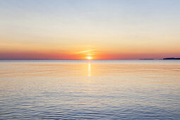 Sunset on the Baltic Sea, Island Funen, Danish South Sea Islands, Southern Denmark, Denmark, Scandinavia, Northern Europe