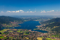 Paragliding, view from Wallberg to Rottach-Egern at Tegernsee, Mangfallgebirge, Bavaria, Germany