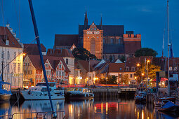 Wismar, old harbor with St. George's Church, Georgenkirche, Mecklenburg Vorpommern, Germany
