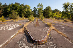 former control zone, German Autobahn, GDR, east Germany,  former,  historic, deserted, ruin, overgrown, neglect, motorway, freeway, speed, speed limit, traffic, infrastructure, Dreilinden, Berlin, Germany