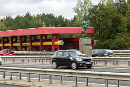 German Autobahn, A 115, deserted former service station, border, West, petrol station, gas station, motorway, freeway, speed, speed limit, traffic, infrastructure, Berlin, Germany