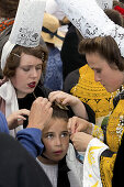 Traditionelle Bretoner Anzug, das Fest der blauen Netze in Concarneau, Bretagne, Frankreich