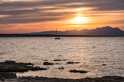 sunset at Alcudia bay, Colonia de Sant Pere, Mallorca, Balearic Islands, Spain