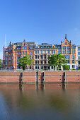 Häuser am Zollkanal in der Speicherstadt, Hansestadt Hamburg, Norddeutschland, Deutschland, Europa