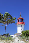 Leuchtturm am Gellen, bei Neuendorf, Insel Hiddensee, Ostseeküste, Mecklenburg-Vorpommern, Norddeutschland, Deutschland, Europa