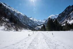 Winter landscape, mountains, alps, Spielmannsau Oberallgaeu, Allgaeu, Germany