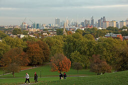 Blick vom Primrose Hill auf die City von London, England