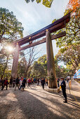 Ni-no-Torii am Meiji Schrein während des Neujahr, Shibuya, Tokio, Japan