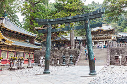 Torii and famous Yomei-Mon at Toshogu-Shrine, Nikko, Tochigi Prefecture, Japan