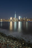 One World Trade Center, Manhatten Skyline von Paulus Hook, New Jersey, Hudson River, New York City, USA