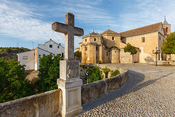 stone cross near the Iglesia del Carmen church, Alhama de Granada, Granada province, Andalucia, Spain, Europe