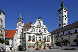 City Hall and church St. Martin, Wangen, Allgaeu, Baden-Wuerttemberg, Germany