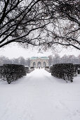 Pavillon during Snow Fall in Hofgarten, Munich, Germany