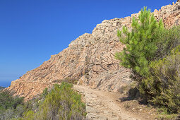 Trail in the Calanche, between Porto and Piana, West Corsica, Corsica, Southern France, France, Southern Europe, Europe