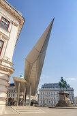 Art museum Albertina in palace Palais Erzherzog Albrecht with the roof Soravia-Wing of Hans Hollein, Vienna, Eastern Austria, Austria, Europe