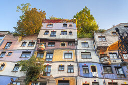 Famous building Hundertwasserhaus of Friedensreich Hundertwasser and Josef Krawina in Vienna, Eastern Austria, Austria, Europe