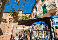 The village centre with church in the picturesque small mountain village in the Tramuntana Mountains, Fornalutx, Mallorca, Spain