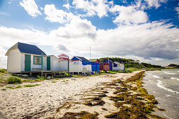 Beach huts on Vester Beach, Aeroskobing, Isle of Aero, Denmark